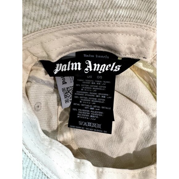 Palm Angels Embroidered Corduroy Bucket Hat in Cream - Picture 3 of 3